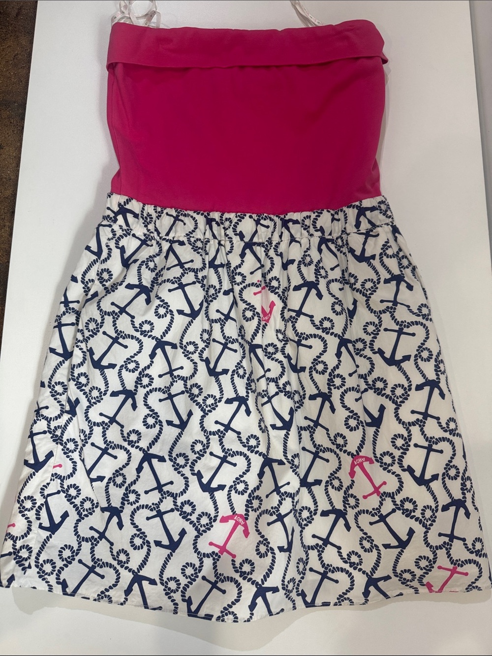 Lilly Pulitzer Hot Pink Bodice Anchor-Print Halter Sundress